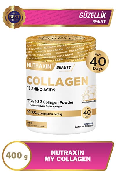 Nutraxin My Collagen 400 Gr Toz Kolajen – Tip 1 2 3 Sığır Kolajeni İçeren Takviye – 40 Günlük Kullanım
