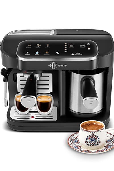 Karaca Hatır Perfetto Dijital ve Dokunmatik Ekranlı Çelik Cezveli Espresso ve Türk Kahve Makinesi