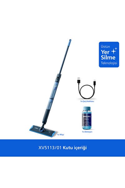 5000 Serisi OneUp Elektrikli Mop, Bakterilere karşı %99,9 etkili, 360 derece başlık, (XV5113/01)
