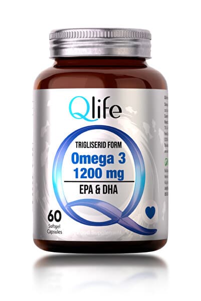 Qlife Omega 3 Balık Yağı Trigliserid Form - Yüksek EPA & DHA 1200mg 60 Softjel Kapsül
