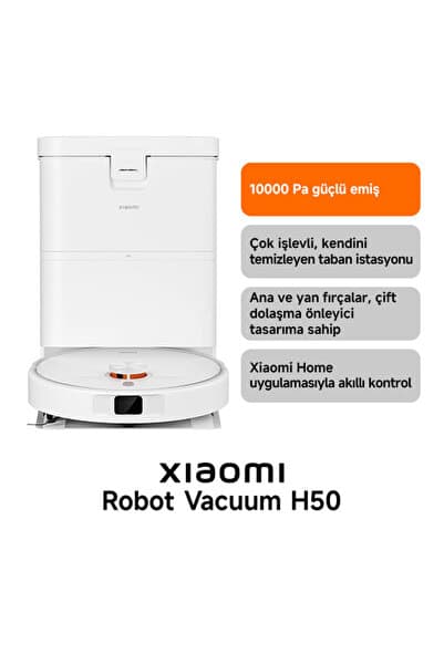 Robot Vacuum H50 Beyaz Akıllı Robot Süpürge 10000 Pa Emiş Gücü ( Xiaomi Türkiye Garantili)