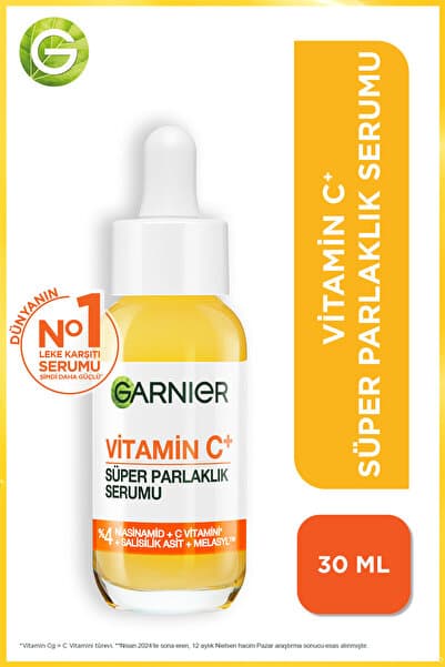 Garnier Vitamin C+ Süper Parlaklık Yüz Serumu 30ML (Niasinamid, Salisilik Asit,Melasyl) Aydınlatıcı Serum