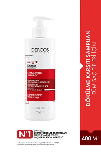 Vichy Dercos Energisant ENERGY+ Niasinamid İçeren Koparak Saç Dökülmesine Karşı Etkili Şampuan 400 ml