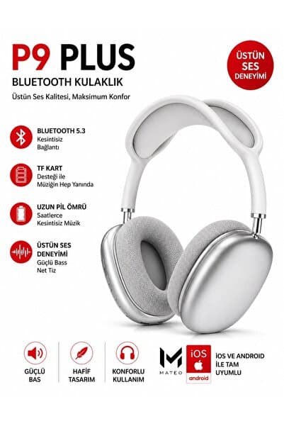 Kablosuz Bluetooth Kulaklık | iOS Android Uyumlu | Yüksek Ses Kalitesi | Mikrofonlu Stereo Kulaklık