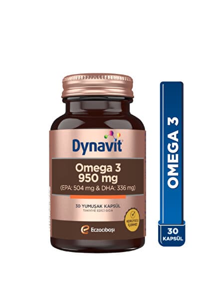 Dynavit Omega 3 950 mg 30 Yumuşak Kapsül - Yüksek EPA & DHA -1400mg Balık Yağı-Fish Oil Kalp Sağlığı