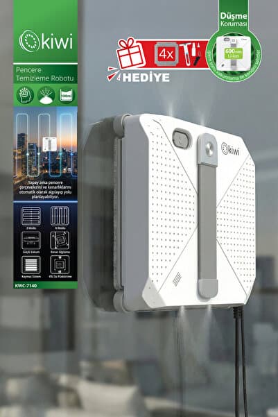 Kiwi KWC-7140 Pencere Temizleme Robotu | 3500Pa Emiş & 3 Mod & Su Hazneli