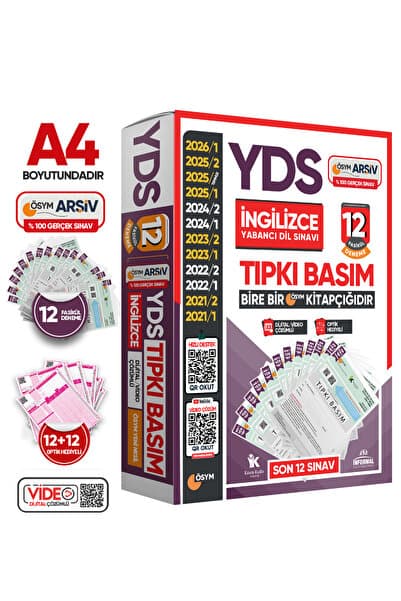 Karakutu Yayınları 2026 YDS İngilizce ÖSYM Tıpkı Basım Çıkmış Soru 12li Deneme Paketi Video/PDF Çözümlü Türkiye Geneli