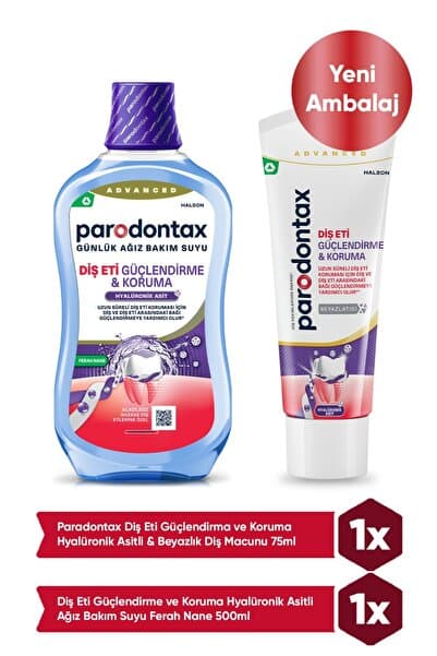 Parodontax Diş Eti Güçlendirme ve Koruma Diş Macunu 75ml + Diş Eti Güçlendirme ve Koruma Ağız Bakım