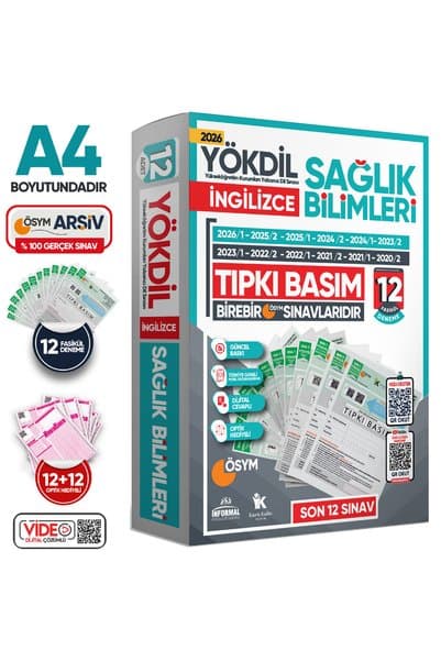 Karakutu Yayınları 2026 YÖKDİL İngilizce SAĞLIK BİLİMLERİ ÖSYM Çıkmış Soru Tıpkı Basım Paket Deneme 12li Türkiye Geneli