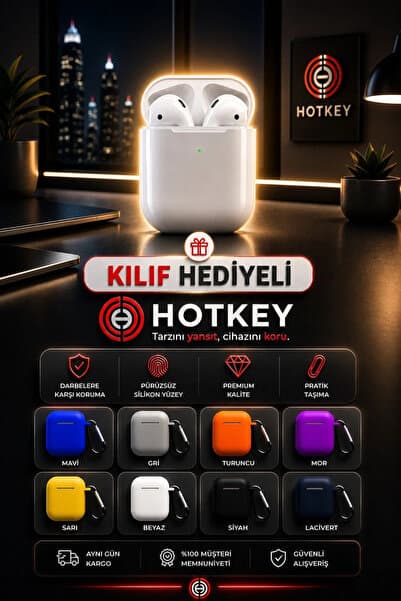 hotkey Beyaz 2.nesil Ios Android Uyumlu Kablosuz Bluetooth Kulaklık Karışık Renk Kılıf Hediyeli