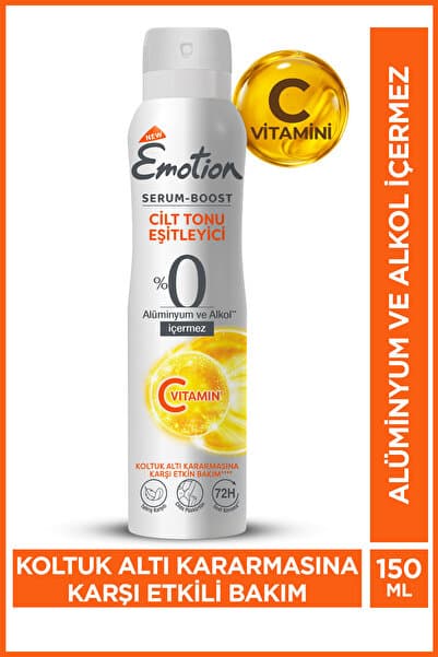 Emotion Serum Boost Cilt Tonu Eşitleyici Kadın Sprey Deodorant Alüminyum&Alkol İçermez 150 Ml