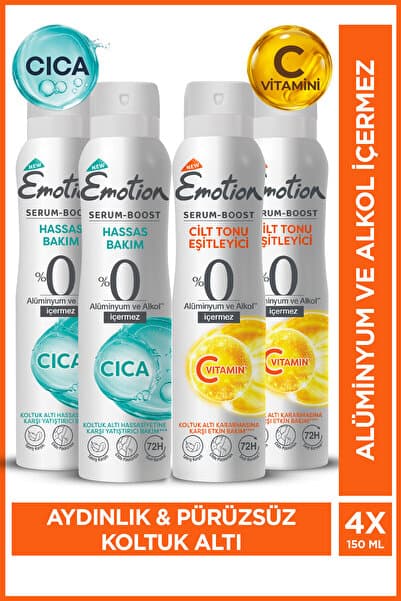 Emotion Serum Boost Koltuk Altı Hassasiyetine&Kararmasına Karşı Etkili Deodorant 4x150 Ml %0 Alüminyum&Alkol