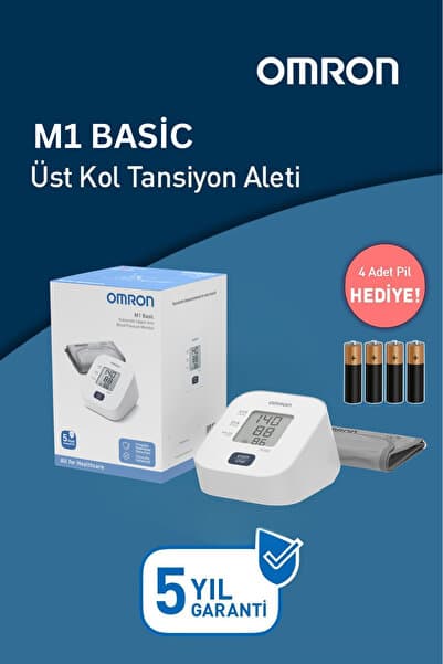 Omron M1 Basic Üst Koldan Pilli Dijital Tansiyon Aleti – Tek Tuşla Ölçüm, 5 Yıl Garantili