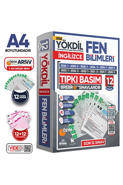 Karakutu Yayınları 2026 YÖKDİL İngilizce FEN BİLİMLERİ ÖSYM Çıkmış Soru Tıpkı Basım Deneme Paketi 12li Türkiye Geneli