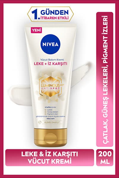 NIVEA Luminous630 Leke Ve İz Karşıtı Vücut Bakım Kremi 200ml, Güneş Lekesi ve Çatlak Karşıtı, Nemlendirici