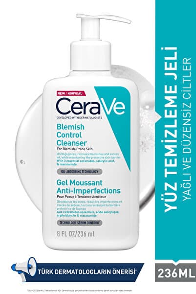 YAĞLI VE AKNEYE EĞİLİM GÖSTEREN CİLTLERE ÖZEL SALİSİLİK ASİT İÇERİKLİ YÜZ TEMİZLEME JELİ 236 ML