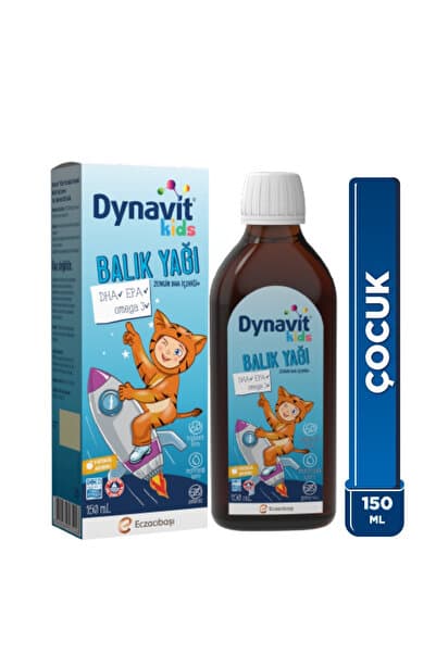 Dynavit Kids Balık Yağı 150 mL - Çocuklar için 1300mg Balık Yağı, Omega-3, EPA, DHA - Portakal Aromalı