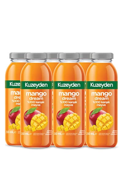 KUZEYDEN %100 Karışık Meyve Mango Suyu | 6x250ml | İlave şeker, katkı ve koruyucu madde içermez | 6 Adet |