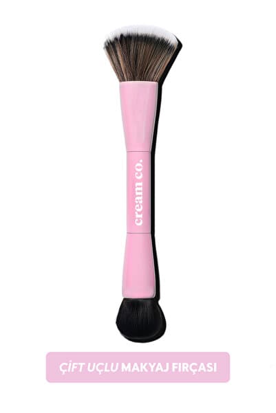 Cream Co. Çift Taraflı Makyaj Fırçası | Dual-Ended Allık Kontür Fondöten Kapatıcı | Çok Amaçlı Makeup Brush
