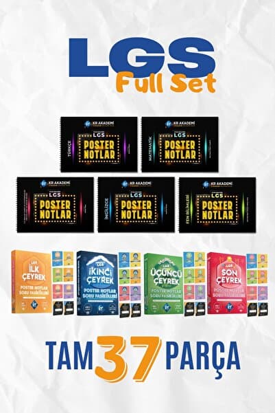 KR Akademi Yayınları 2027 LGS Full Set Konu Anlatımlı Poster Notlar ve Çeyrekler Halinde Soru Fasikülleri Video Destekli