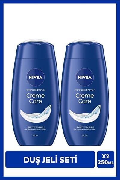 NIVEA Creme Care Banyo ve Duş Jeli 250ml, C&E Vitamini, Nemlendirici, X2 Adet, Pürüzsüz Cilt