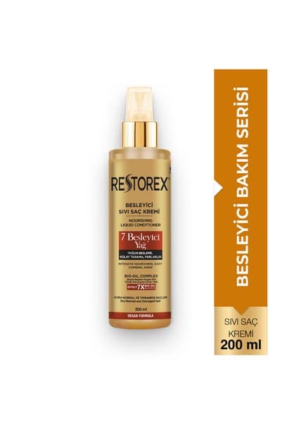 Restorex 7 Besleyici Yağ Sıvı Saç Kremi 200 Ml - Parlaklık ve İpeksi Yumuşaklık - Kuru ve Yıpranmış Saçlar