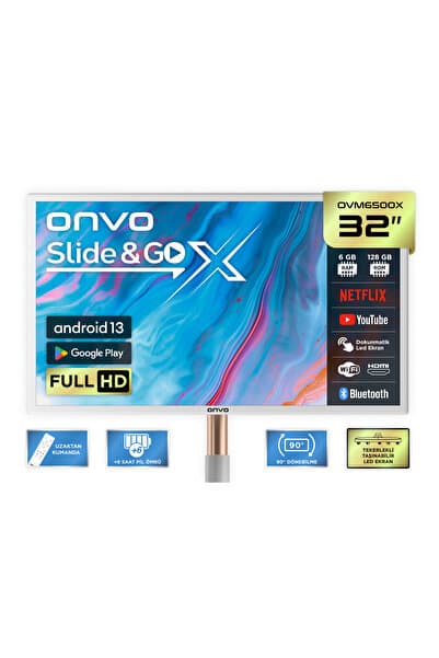 32OVM6500X 32'' 82 Ekran Slide&GoX Android 13 Smart LED Ekran ( Taşınabilir, Dokunmatik )