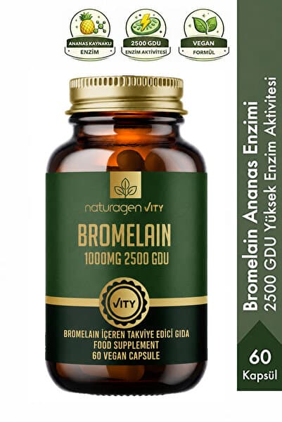 Bromelain 2500 GDU 1000 mg 60 Kapsül | Ananas Kaynaklı Enzim | Yüksek Enzim Aktivitesi