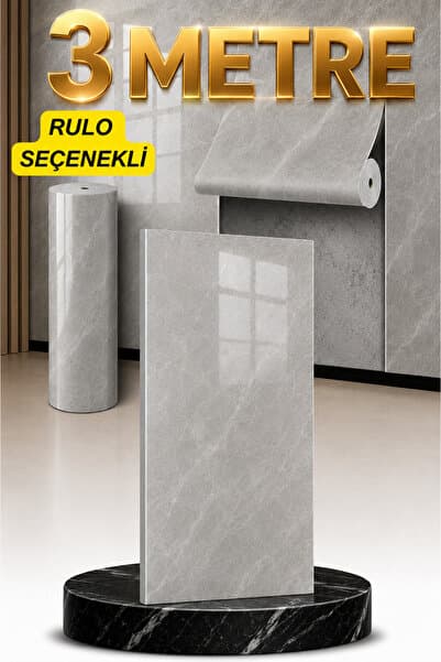 Shiny 30x60cm Mermer Desenli Yapışkanlı Esnek Karavan Banyo Wc Duvar Kaplama Paneli Kağıdı TX-058