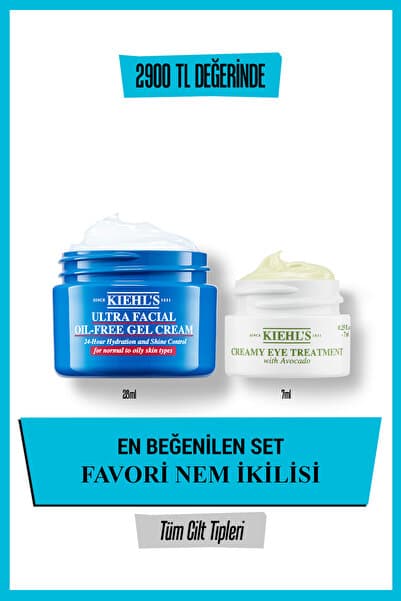 Kiehl's Ultra Facial Oil-Free Cream & Avokadolu Göz Kremi Nem İkilisi Seti