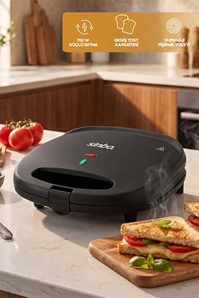 Sinbo SSM-2513 Granit Tost Makinesi – Hızlı Isınma, Yapışmaz Yüzey, Kolay Temizlik