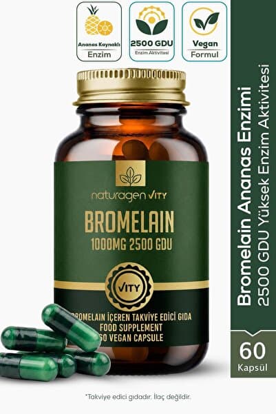 Bromelain 2500 GDU 1000 mg 60 Kapsül | Ananas Kaynaklı Enzim | Yüksek Enzim Aktivitesi