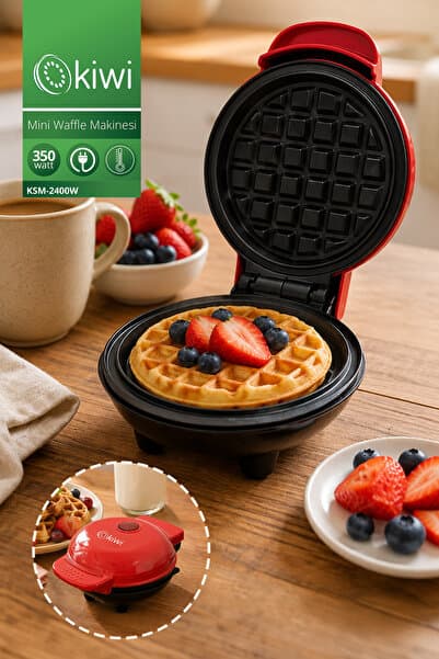 Kiwi Ksm-2400W Yapışmaz Plakalı Mini Waffle Makinesi
