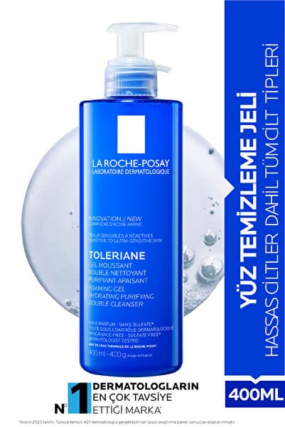 La Roche Posay Toleriane Hassas Ciltler Dahil Tüm Cilt Tipleri İçin Nemlendirme Etkili Yüz Temizleme Jeli 400 ml