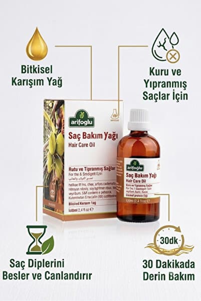 Arifoğlu Saç Bakım Yağı (Kuru ve Yıpranmış Saçlar) 100ml – Doğal Yağ Kompleksi ile Kökten Uca Onarım