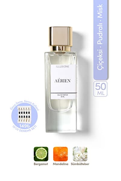 ILLUSIONE FRAGRANCE Aérien Edp Kadın Parfüm 50ml | Çiçeksi-Pudralı-Misk | Melek Otu, Sümbülteber, Amber, Vanilya