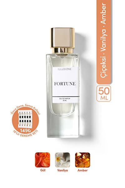 ILLUSIONE FRAGRANCE Fortune Edp Kadın Parfüm 50ml | Vanilya-Çiçeksi-Amber | Narenciye, Paçuli, Sedir, Sandal