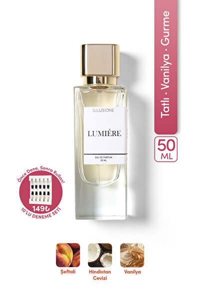 ILLUSIONE FRAGRANCE Lumiére Edp Kadın Parfüm 50ml | Tatlı - Vanilya - Gurme | Narenciye, Müge, Orkide, Misk