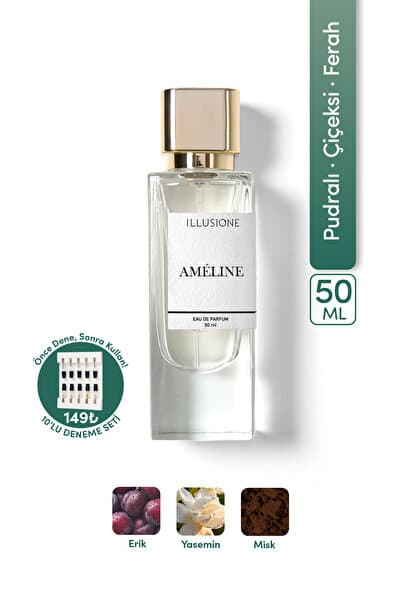 ILLUSIONE FRAGRANCE Améline EDP Kadın Parfüm 50ml | Pudramsı - Çiçeksi - Ferah | Yasemin, Misk