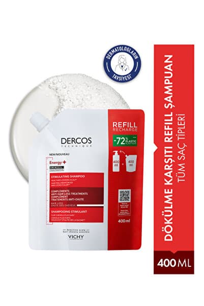 Vichy Dercos Energisant Niasinamid İçeren Koparak Saç Dökülmesine Karşı Etkili Şampuan Refill 400 ml