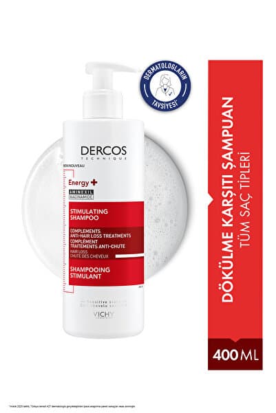 Vichy Dercos Energisant ENERGY+ Niasinamid İçeren Koparak Saç Dökülmesine Karşı Etkili Şampuan 400 ml