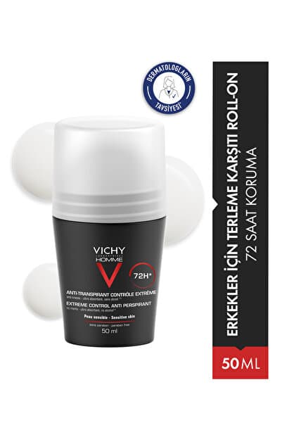 Vichy Homme Anti Perspirant Erkekler İçin Terlemeye Karşı 72 Saat Etkili Roll On Deodorant 50 ml