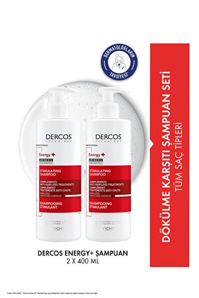Vichy Dercos Energy+ Niasinamid İçeren Koparak Dökülme Karşıtı Şampuan 400 ml X 2 ADET
