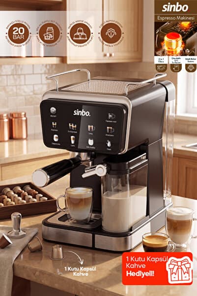 Sinbo Kapsül Ve Kuru Kahve Aparatlı Süt Köprütücülü 1.5l 20 Bar Profesyonel Espresso Makinesi - Scm 2996