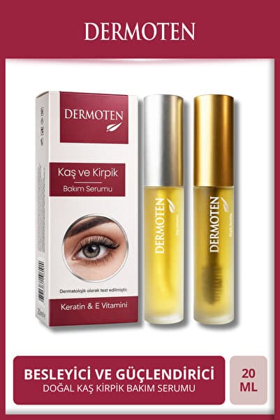 Dermoten Besleyici, Güçlendirici Kaş & Kirpik Serumu, %98 Doğal Formül Keratin ve E Vitamini İçerikli 20 ml