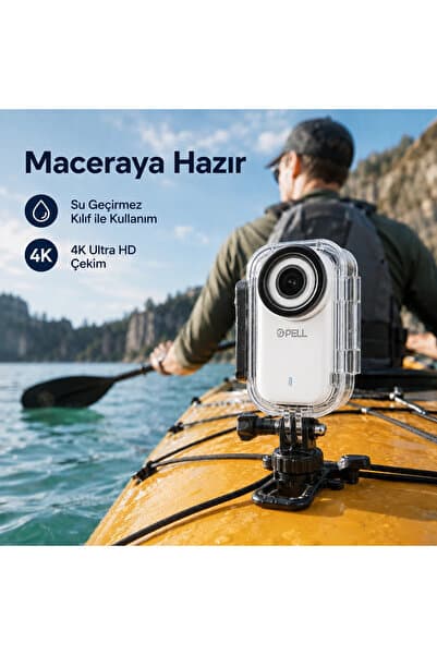 Pell Beyaz 4K Ultra HD WiFi Aksiyon Kamerası, IP65 Su Geçirmez Titreşim Önleyici Geniş Açılı Kamera - M11