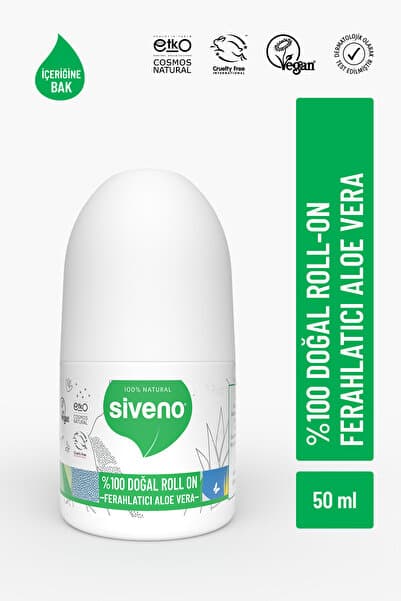 Siveno %100 Doğal Roll-on Aloe Vera Deodorant Ter Kokusu Önleyici Bitkisel Lekesiz Vegan 50 ml