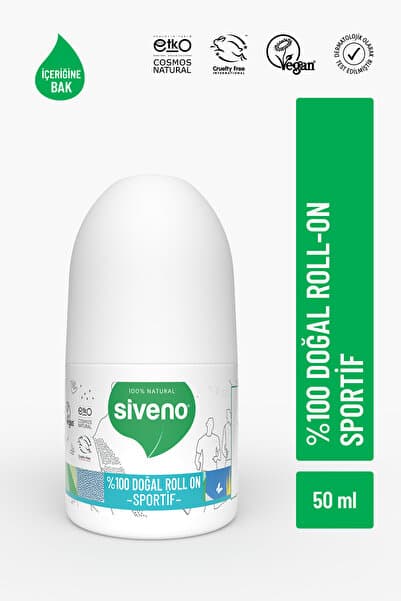 Siveno %100 Doğal Roll-on Sportif Sporcu Deodorant Ter Kokusu Önleyici Bitkisel Lekesiz Vegan 50 ml