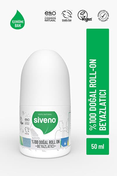 Siveno %100 Doğal Roll-on Beyazlatıcı Etkili Deodorant Ter Kokusu Önleyici Bitkisel Lekesiz Vegan 50 ml