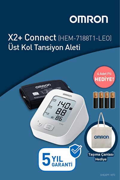 Omron X2+ Connect Üst Koldan Ölçer Dijital Tansiyon Aleti- Mavi Taşıma Çantası Hediyeli